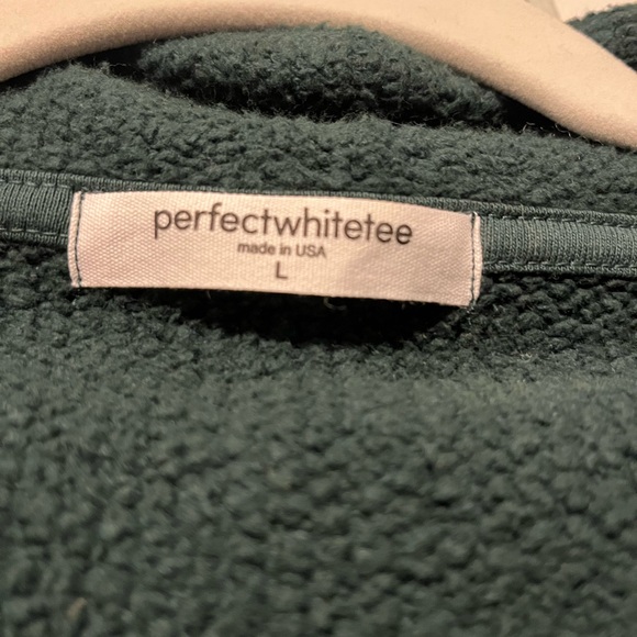 Women’s perfectwhitetee, maren french terry half zip sweatshirt, Green, Large - Picture 2 of 2